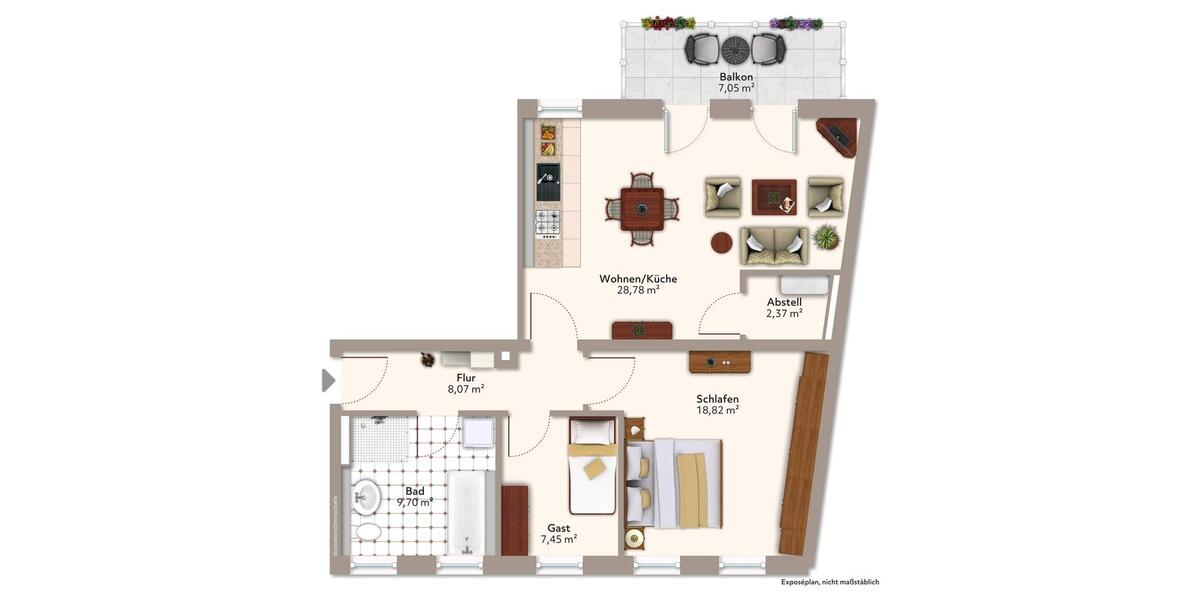 Dachgeschoßwohnung Magdeburg Beyendorf-Sohlen - 3 Zimmer, 79 m&sup2;, 788&euro; | Angebot:24523500