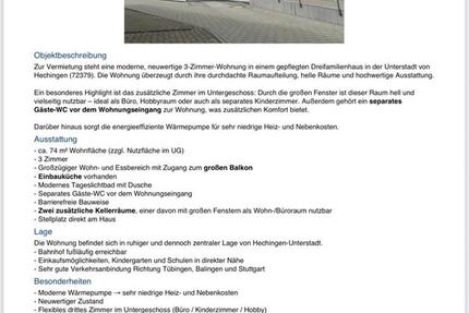 3 Zimmer NeubauWohnung in Hechingen