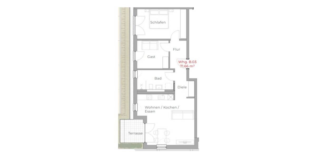 Etagenwohnung Burglengenfeld Wölland - 3 Zimmer, 71 m&sup2;, 860&euro; | Angebot:26277514