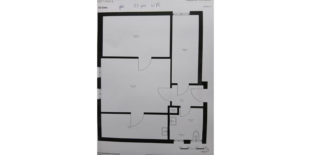 Dachgeschoßwohnung Waldheim - 1.5 Zimmer, 33 m&sup2;, 150&euro; | Angebot:25810295