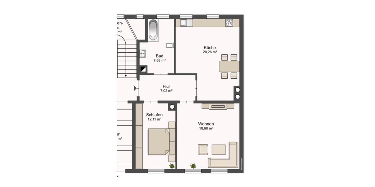 Erdgeschoßwohnung Schkeuditz - 2 Zimmer, 66 m&sup2;, 750&euro; | Angebot:24780930