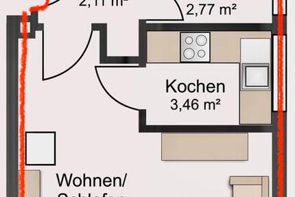 Wohnung Jülich - 1 Zimmer, 25 m&sup2;, 570&euro; | Angebot:25297427