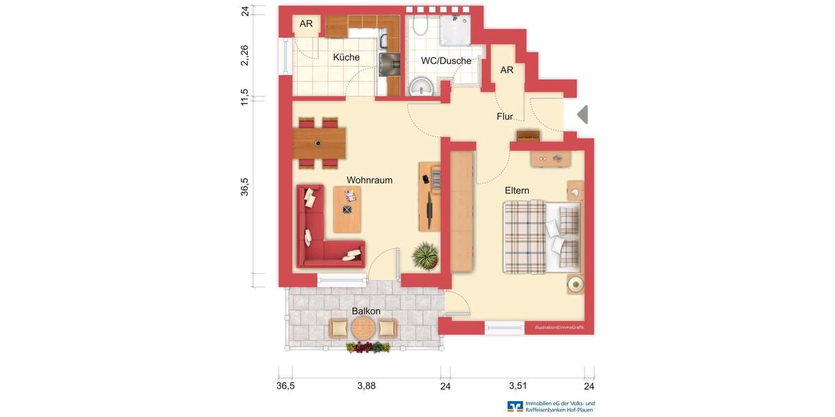 2 Zimmer Wohnung in Rehau 1 zimmer