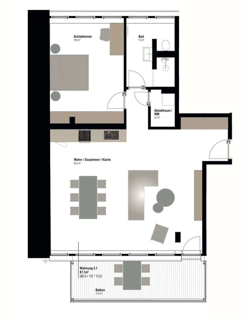 Wohnung zum Mieten in Aachen 1.201,98 € 87.01 m² 2 zimmer
