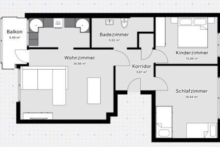 Wohnung Bad Kreuznach - 3 Zimmer, 76 m&sup2;, 715&euro; | Angebot:25212399