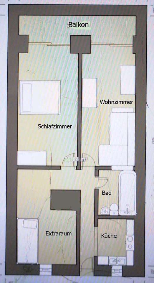65 qm 2,5 Zimmer Küche Bad Balkon Stotel