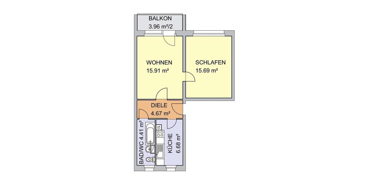 Etagenwohnung Sandersdorf-Brehna Brehna - 2 Zimmer, 49 m&sup2;, 299&euro; | Angebot:24571522