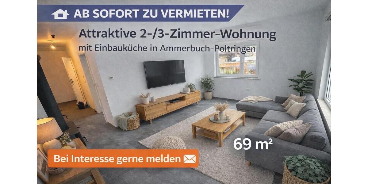 Hochparterre Ammerbuch - 3 Zimmer, 69 m&sup2;, 990&euro; | Angebot:25238701