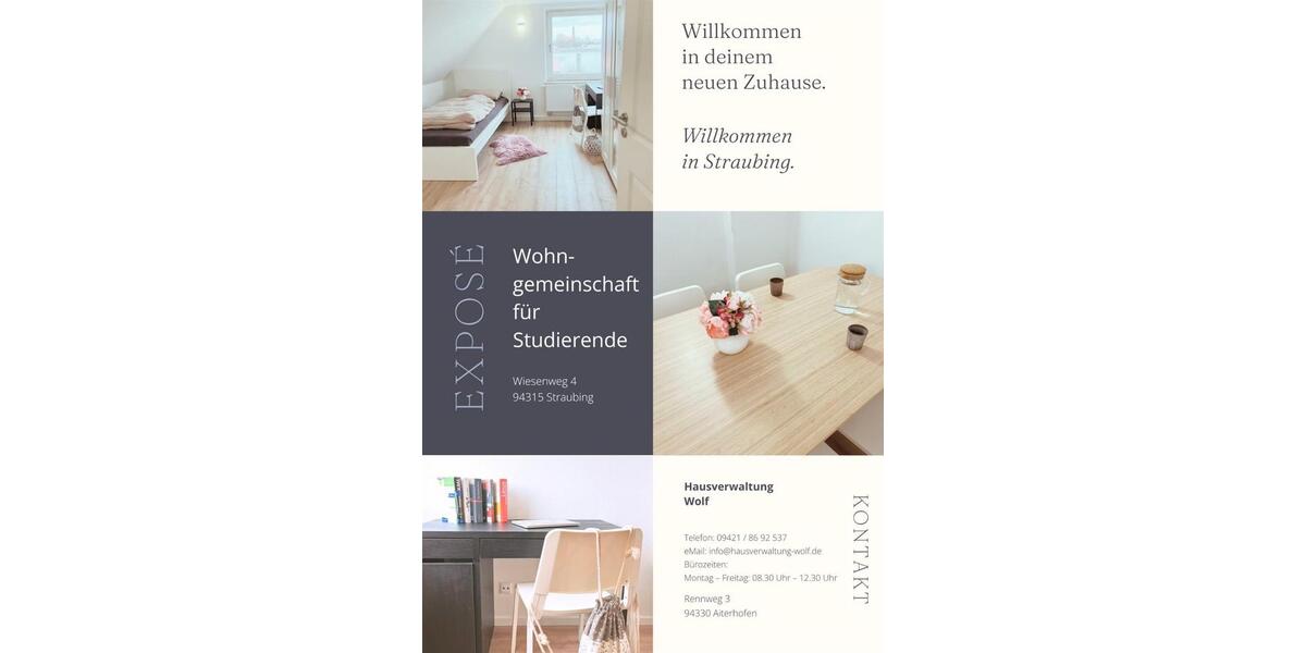 Wohnen auf Zeit Straubing - 3 Zimmer, 59 m&sup2;, 350&euro; | Angebot:26550517