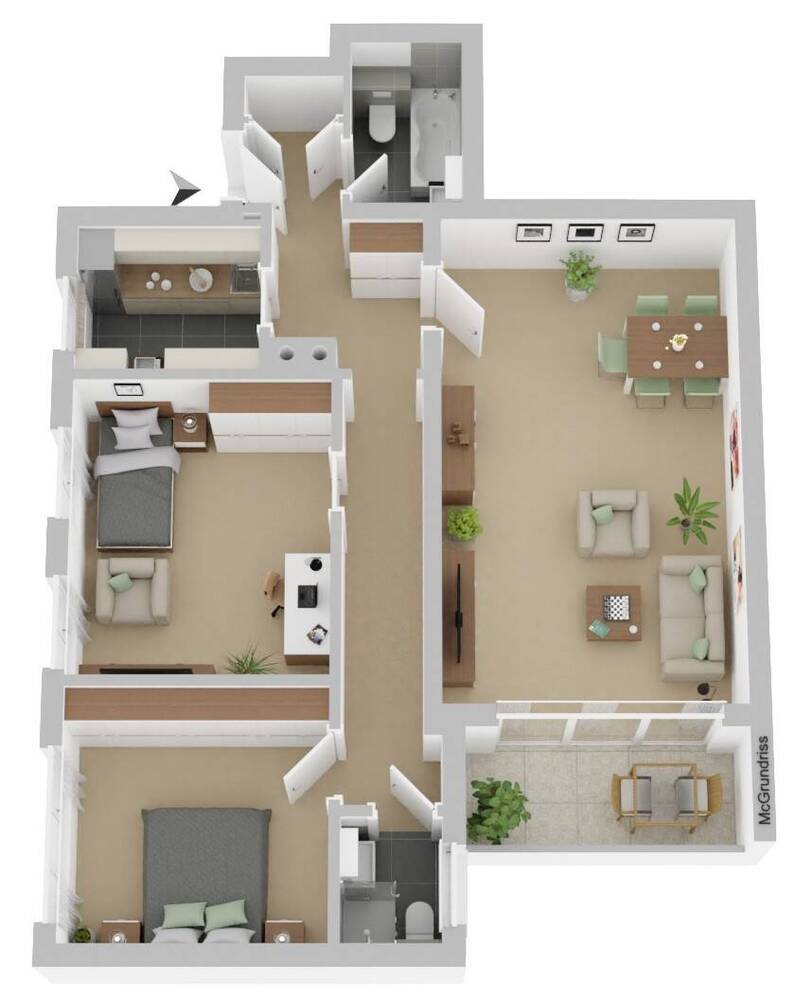 Frisch renovierte ca. 81 m² große Mietwohnung mit Loggia, 2 modernen Bädern, Garage und Stellplatz