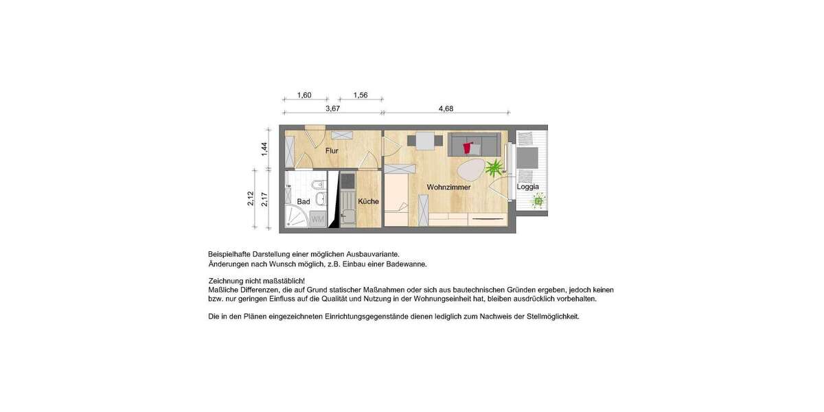 Etagenwohnung Zwickau Neuplanitz - 1 Zimmer, 31 m&sup2;, 208&euro; | Angebot:26184208