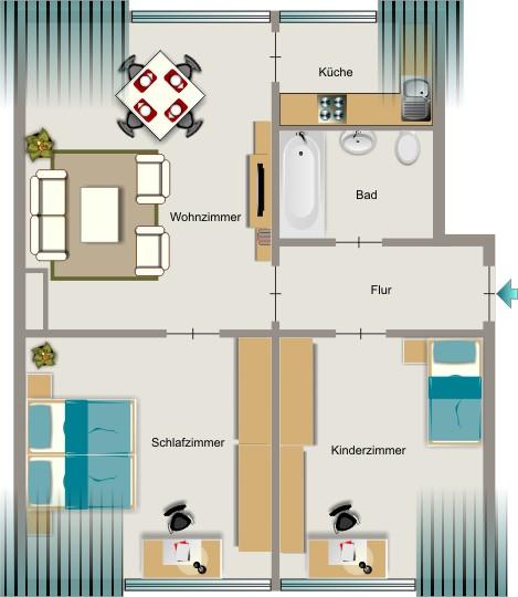 Dachgeschoßwohnung Essen Huttrop - 3.5 Zimmer, 49 m&sup2;, 400&euro; | Angebot:25209211