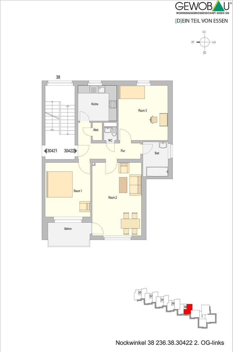 Wohnung zum Mieten in Essen 599 € 78 m² 3 zimmer
