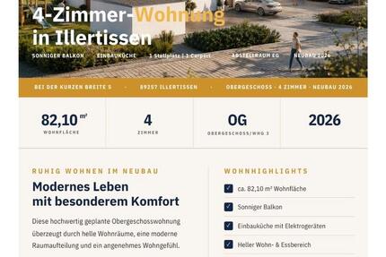 Wohnung Illertissen - 4 Zimmer, 82 m&sup2;, 1.350&euro; | Angebot:26648203