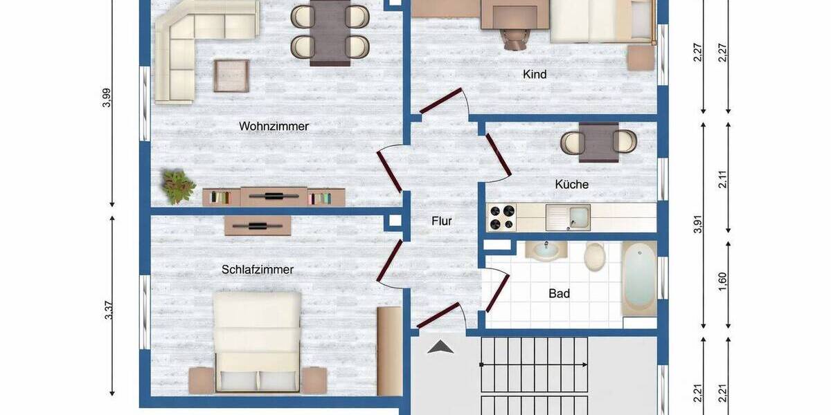 Etagenwohnung Ziegendorf - 4 Zimmer, 69 m&sup2;, 319&euro; | Angebot:25737087