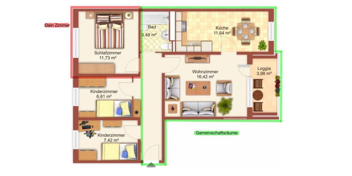 WG Zimmer in Wohnung in Schönwalde II Greifswald 2 zimmer