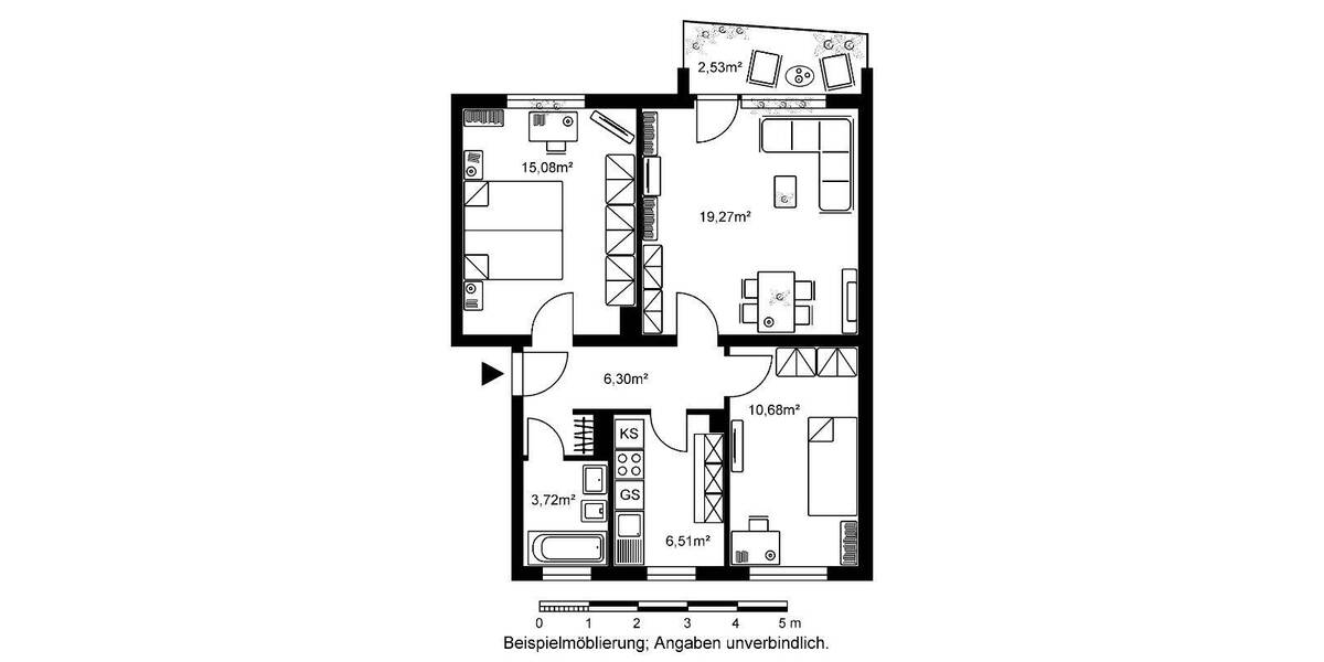 Etagenwohnung Bad Vilbel Siedlung Heilsberg - 3 Zimmer, 64 m&sup2;, 750&euro; | Angebot:26093729