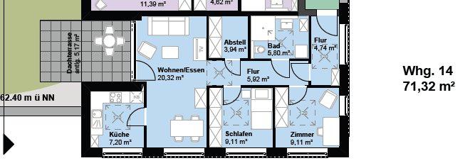 Etagenwohnung Münster Münster-Südost - 2 Zimmer, 70 m&sup2;, 784&euro; | Angebot:26492203