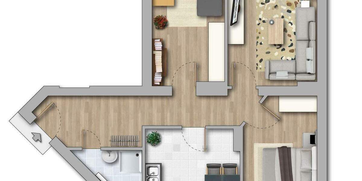 Etagenwohnung Magdeburg Sudenburg - 3 Zimmer, 63 m&sup2;, 423&euro; | Angebot:25970192