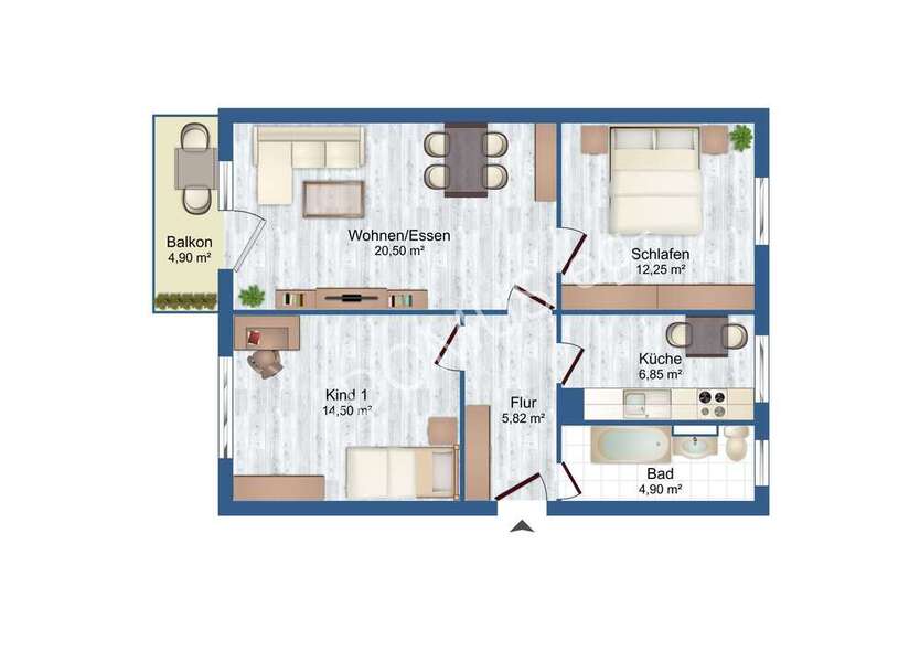 Für den gehobenen Anspruch - frisch renovierte 3 Zimmer mit Balkon und Einbauküche!