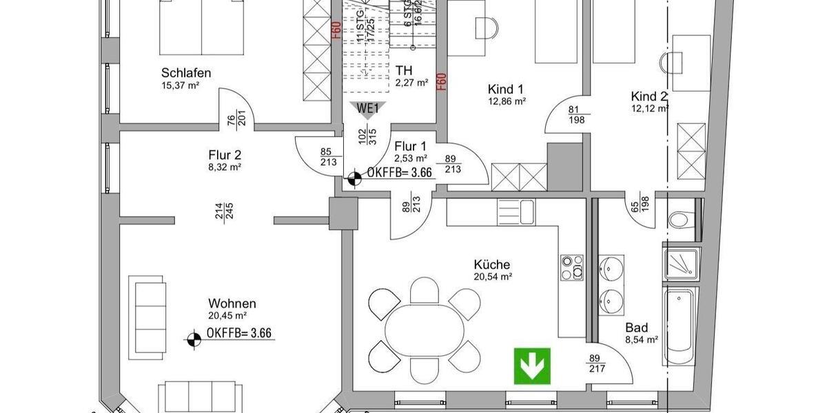 Etagenwohnung Blomberg - 4 Zimmer, 100 m&sup2;, 800&euro; | Angebot:26512032