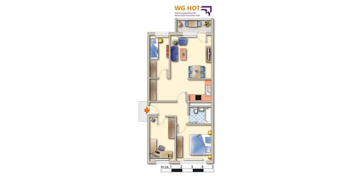 Etagenwohnung Hohenstein-Ernstthal Ernstthal - 4 Zimmer, 69 m&sup2;, 482&euro; | Angebot:26284747