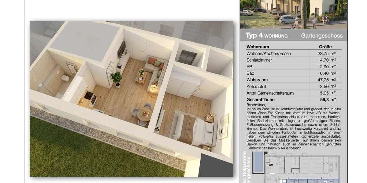 Etagenwohnung Ludwigshafen Am Rhein Parkinsel - 2 Zimmer, 42 m&sup2;, 749&euro; | Angebot:27162591