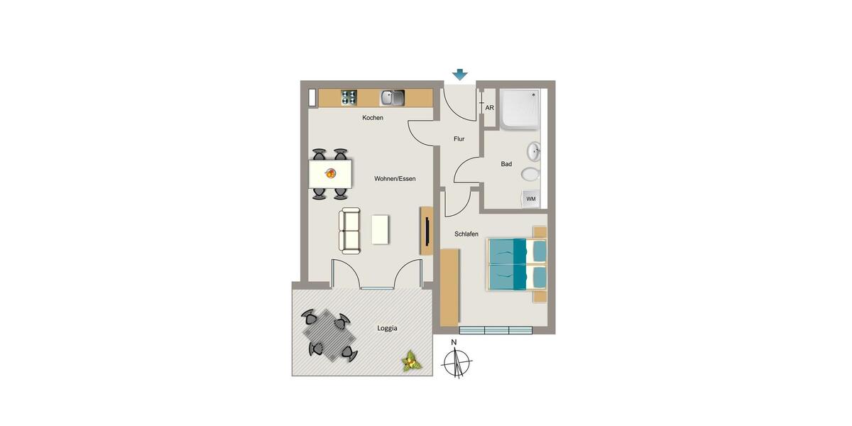 Etagenwohnung Dortmund - 2 Zimmer, 54 m&sup2;, 714&euro; | Angebot:26527100