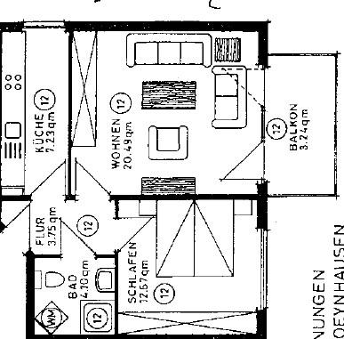 Etagenwohnung Bad Oeynhausen - 2 Zimmer, 51 m&sup2;, 489&euro; | Angebot:26297057