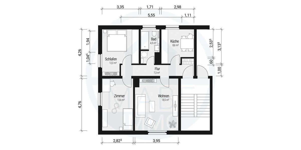 Erdgeschoßwohnung Görlitz Biesnitz - 3 Zimmer, 65 m&sup2;, 399&euro; | Angebot:18209736