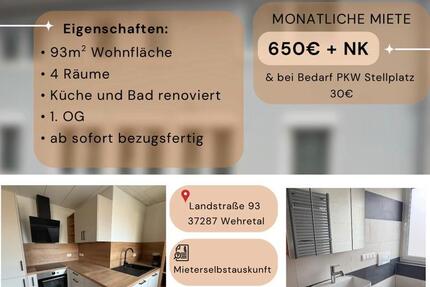 Wohnung Wehretal - 4 Zimmer, 93 m&sup2;, 900&euro; | Angebot:26444440