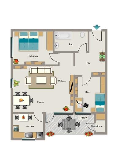 Bei VIVAWEST die Sonnenstrahlen auf dem eigenen Balkon genießen. zimmer