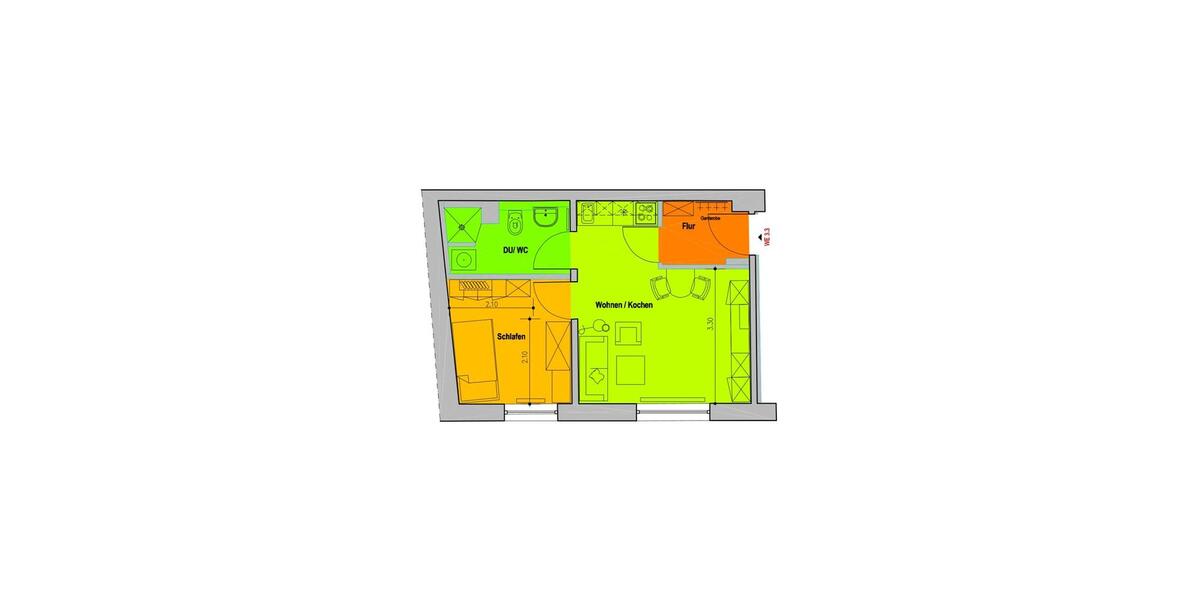 Etagenwohnung Zittau - 2 Zimmer, 36 m&sup2;, 324&euro; | Angebot:26049363