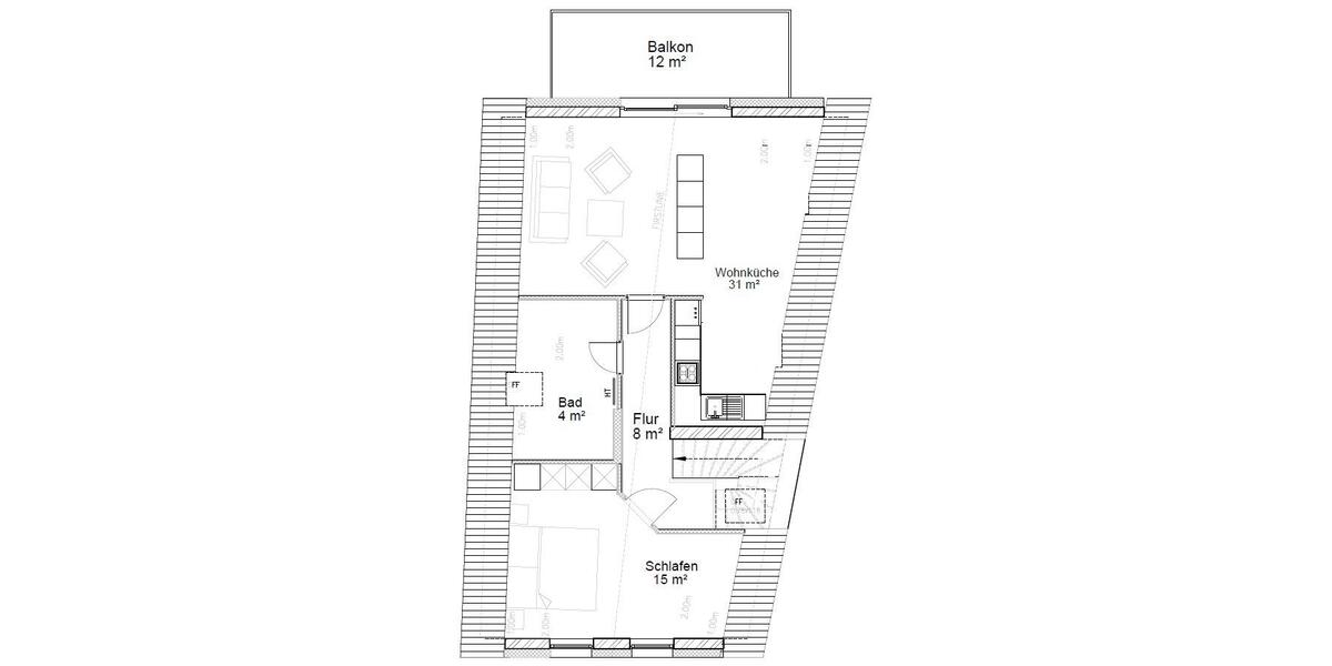 Dachgeschoßwohnung Bützow - 2 Zimmer, 65 m&sup2;, 733&euro; | Angebot:26698366