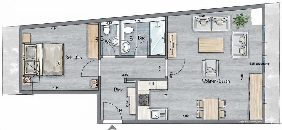 Etagenwohnung Bad Honnef - 2 Zimmer, 63 m&sup2;, 819&euro; | Angebot:26169977