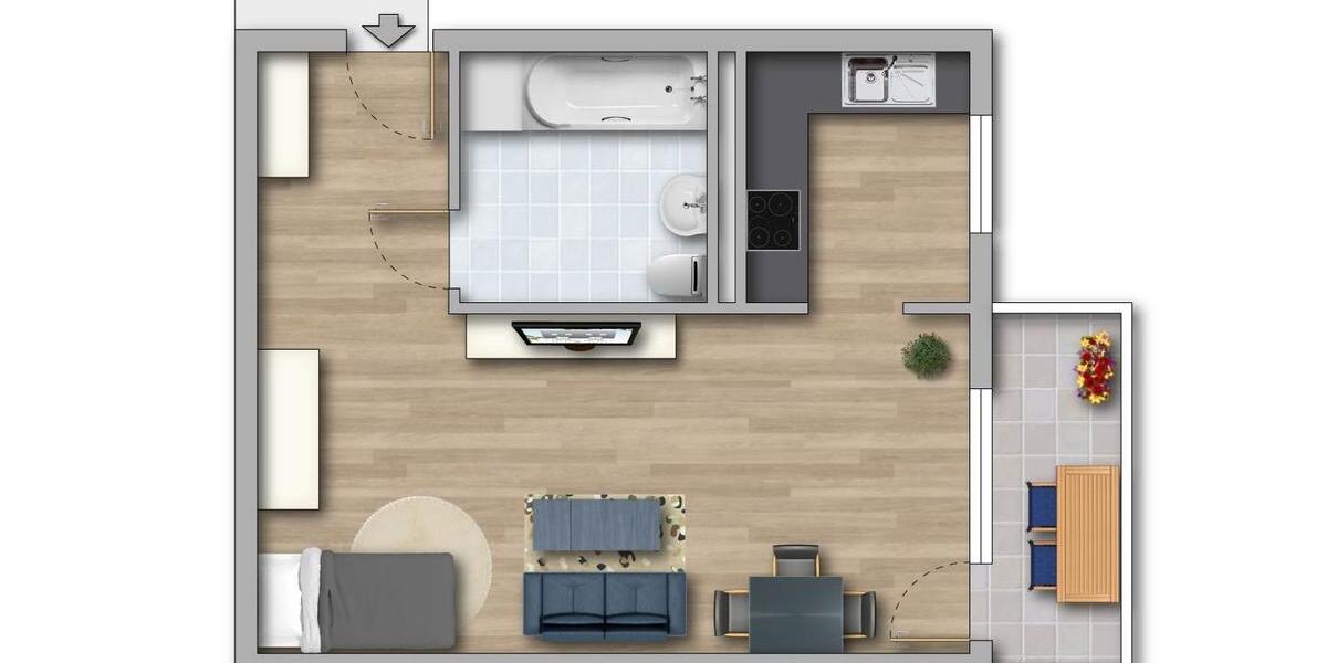 Etagenwohnung Magdeburg Alt Olvenstedt - 1 Zimmer, 34 m&sup2;, 207&euro; | Angebot:26248172