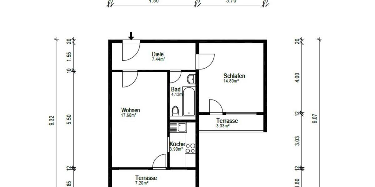 Erdgeschoßwohnung Unterhaching - 2 Zimmer, 53 m&sup2;, 1.550&euro; | Angebot:24940902