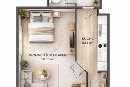 Wohnung Limbach-Oberfrohna Oberfrohna - 1 Zimmer, 33 m&sup2;, 215&euro; | Angebot:26051322