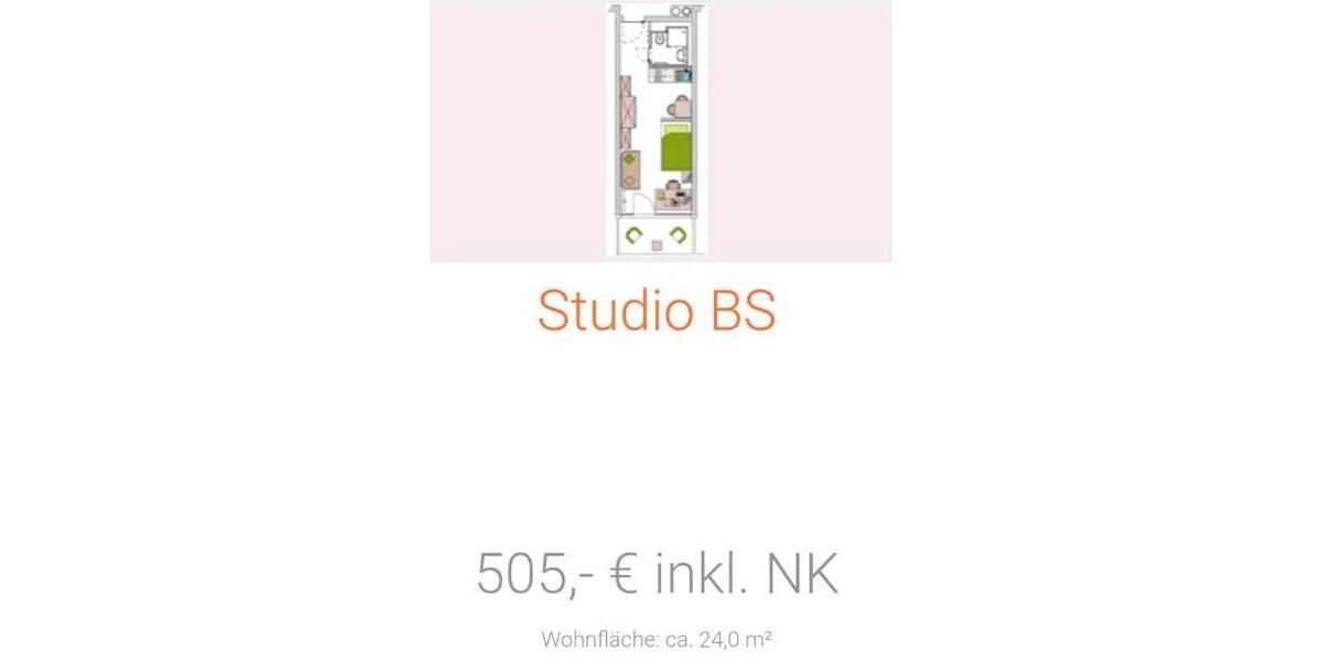 Etagenwohnung Ingolstadt Friedrichshofen-Hollerstauden - 1 Zimmer, 24 m&sup2;, 505&euro; | Angebot:26533139