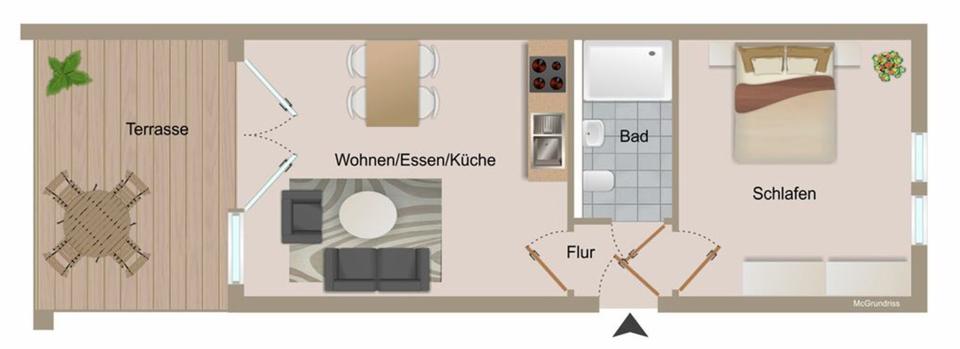 Erdgeschoßwohnung Bruchsal - 2 Zimmer, 45 m&sup2;, 670&euro; | Angebot:24467889