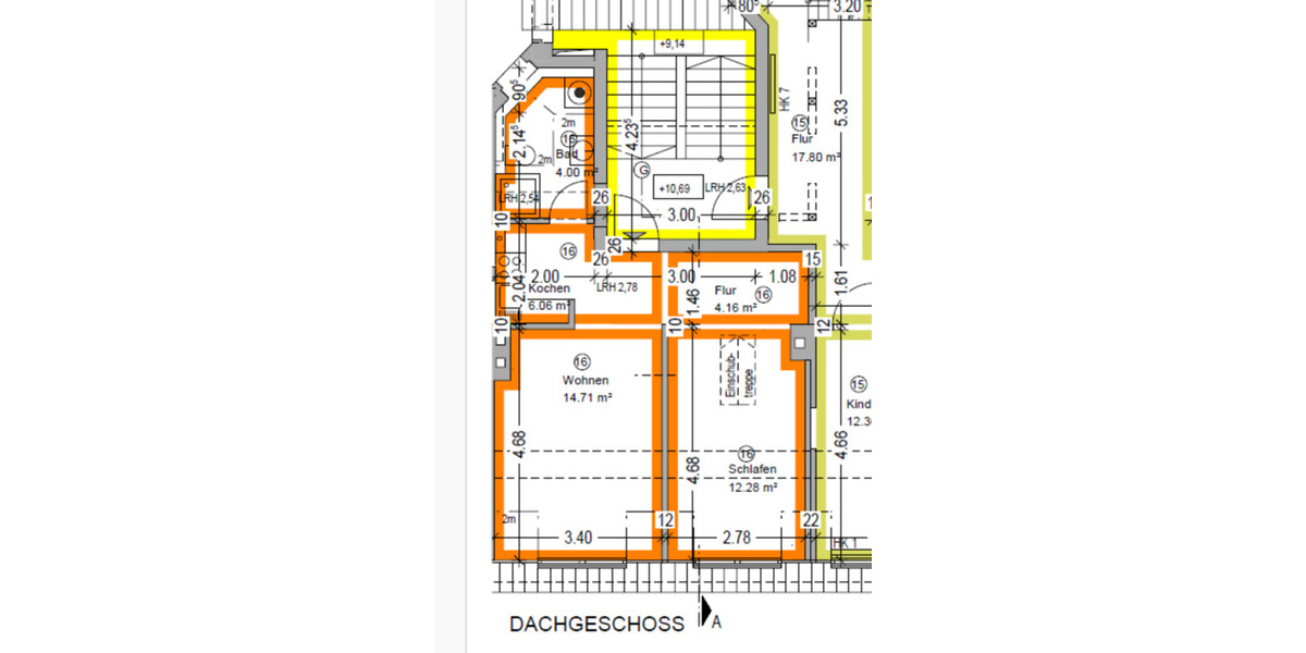 Kleine Dachgeschoßwohnung 1 zimmer