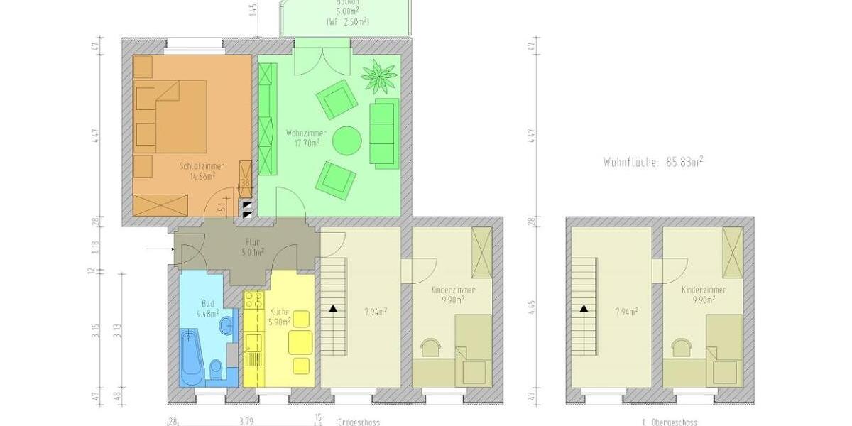 Maisonettenwohnung Wilkau-Haßlau Haßlau - 4 Zimmer, 86 m&sup2;, 599&euro; | Angebot:25991283