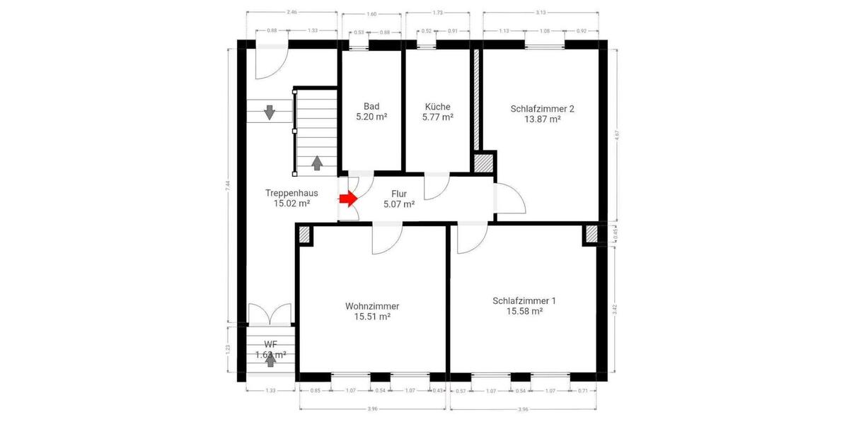 Erdgeschoßwohnung Eisenach - 3 Zimmer, 61 m&sup2;, 430&euro; | Angebot:25225748