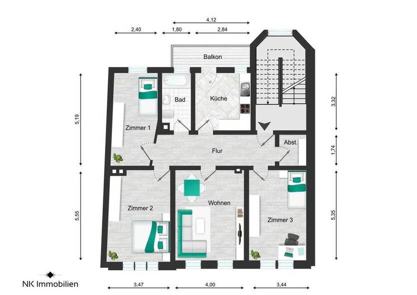 ++ wunderschöne, frisch sanierte 4-Raum Wohnung mit Balkon - ab sofort verfügbar ++
