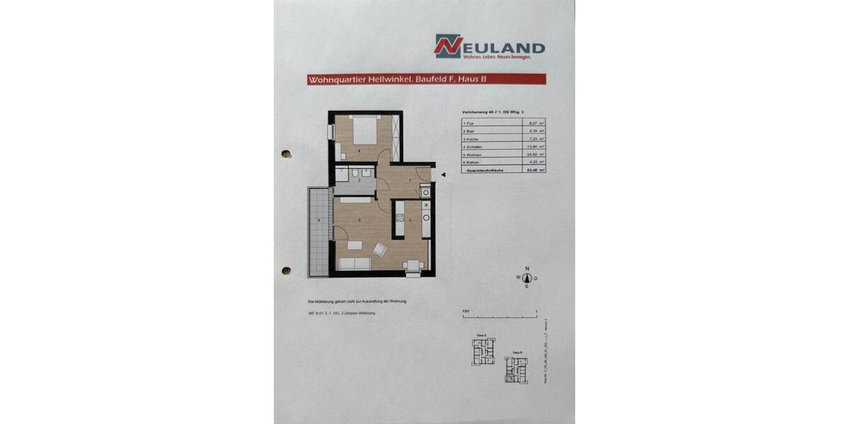 Etagenwohnung Wolfsburg - 2 Zimmer, 64 m&sup2;, 658&euro; | Angebot:26627282