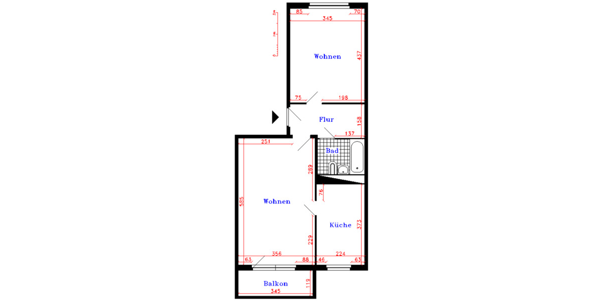 Etagenwohnung Saalfeld (Saale) - 2 Zimmer, 55 m&sup2;, 311&euro; | Angebot:24975354