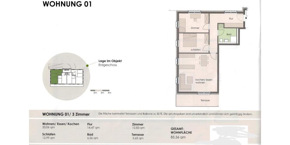 Erdgeschoßwohnung Flieden - 3 Zimmer, 86 m&sup2;, 770&euro; | Angebot:24750632