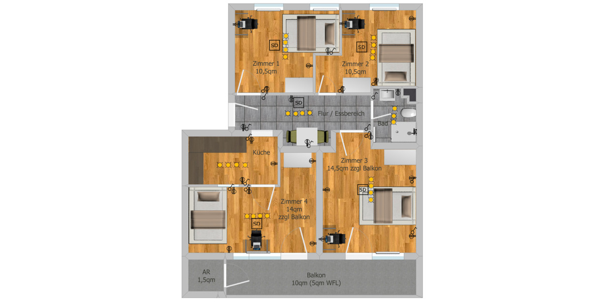 Etagenwohnung München Thalk.Obersendl.-Forsten-Fürstenr.-Solln - 4 Zimmer, 73 m&sup2;, 790&euro; | Angebot:25733661