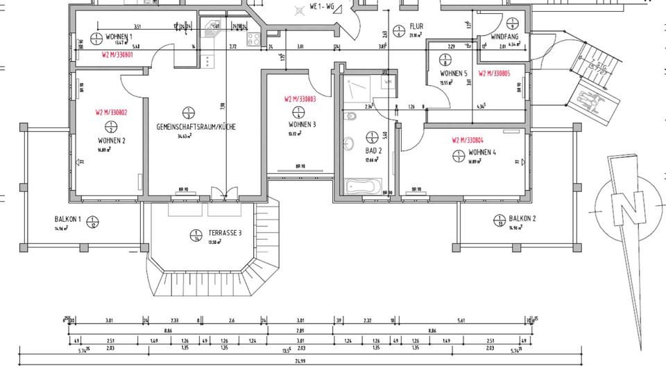 Etagenwohnung Wittstock/Dosse Dosse - 1 Zimmer, 30 m&sup2;, 308&euro; | Angebot:23538801