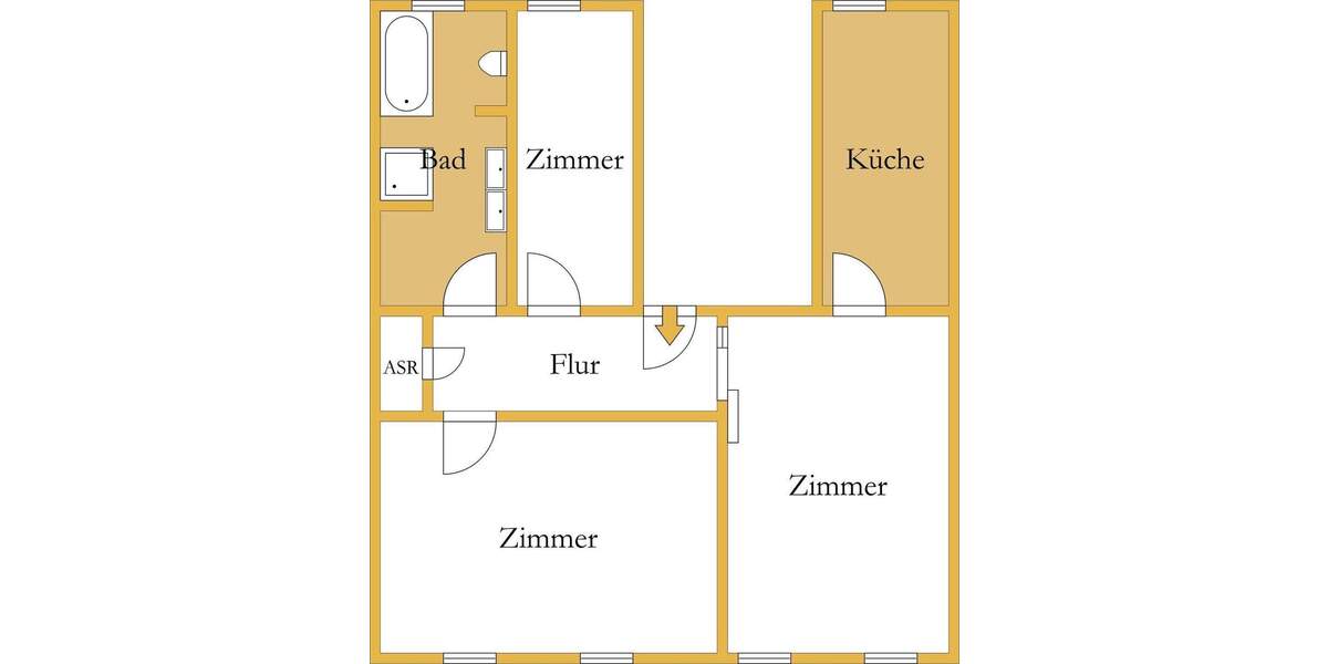 Etagenwohnung Köthen (Anhalt) Köthen - 3 Zimmer, 82 m&sup2;, 615&euro; | Angebot:25896065